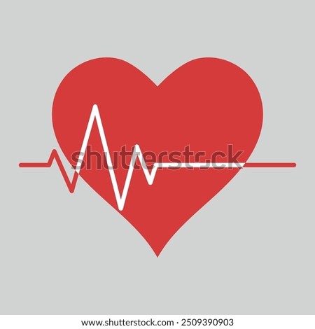 Heart Beat  and Heart Icon Vector Symbol Design Illustration