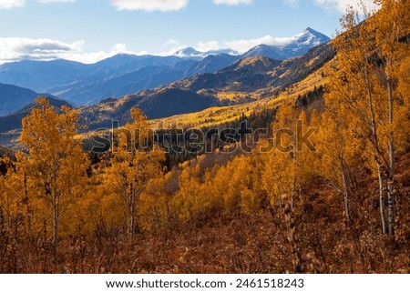 Similar – Image, Stock Photo autumn landscape of mountains and lake in Georgia