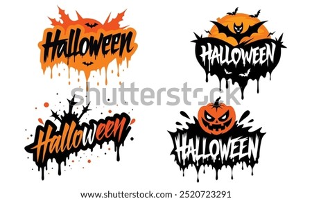 Halloween t-shirt design bundle vector art on a white background. Perfect for Halloween equipment's design. 