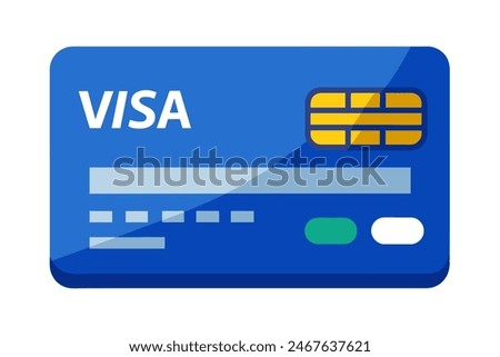 A blue visa card is displayed on a plain white background