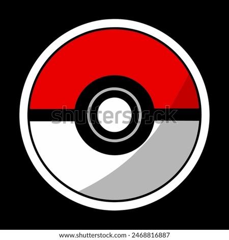 A red, white, and gray Pokemon ball on a black background