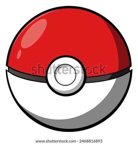 Red and white pokemon ball with white circle on white background