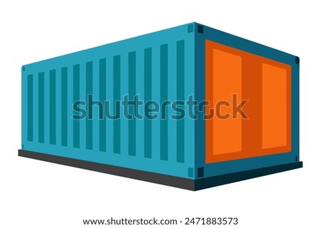 Shipping container used for storage and transportation in global logistics. Red and Blue