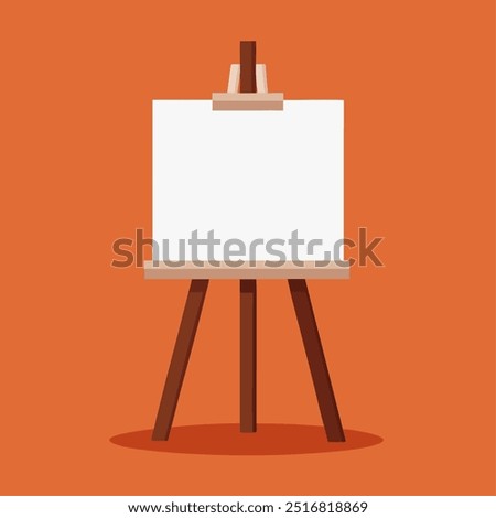 A white canvas is on a wooden stand. The canvas is empty and ready for painting. Scene is calm and peaceful, as the canvas is waiting patiently for an artist to bring it to life