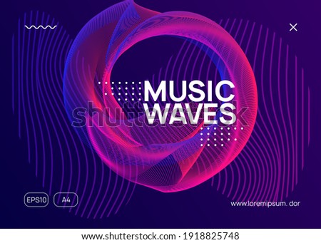 Music fest. Dynamic fluid shape and line. Commercial concert brochure template. Music fest neon flyer. Electro dance. Electronic trance sound. Techno dj party. Club event poster.