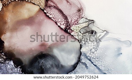 Alcohol ink. Vinous Liquid Artwork. Brown Marble Texture. Abstract Ethereal Paint. Sophisticated Background. Geodesy Water Flow. Grey Watercolor Fluid. White Pattern. Yellow Alcohol ink. Photo stock © 