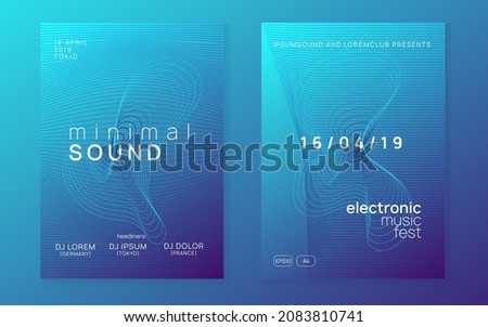 Electronic fest. Bright show cover set. Dynamic gradient shape and line. Neon electronic fest flyer. Electro dance music. Trance sound. Club event poster. Techno dj party. Stock fotó © 