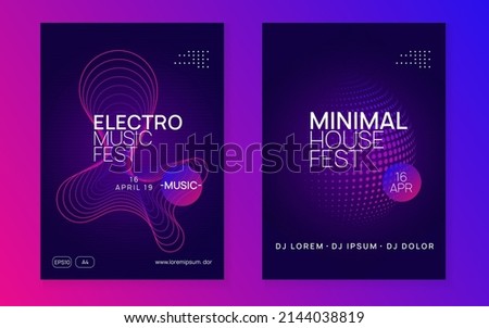 Electronic fest. Dynamic gradient shape and line. Creative show brochure set. Neon electronic fest flyer. Electro dance music. Trance sound. Club event poster. Techno dj party. Stock fotó © 