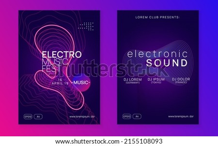 Night music. Cool discotheque invitation set. Dynamic fluid shape and line. Night music flyer. Electro dance dj. Electronic sound fest. Techno trance party. Club event poster.  Stock fotó © 