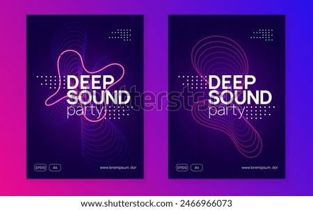 Night Club Flyer. Concert Cover. Dance Banner. Edm Festival Element. Soundwave Radio Invitation. Violet Fest Background. Pink Night Club Set. Blue Night Club Flyer