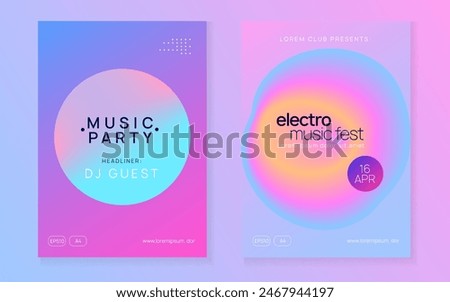 House Fest. Wave Trance Flyer. Electro And Nightlife Template. Holiday Pattern For Set Concept. Wavy Art For Cover. Pink And Blue House Fest