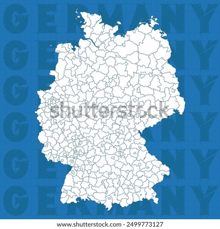 Complete map of Germany and all its cities. Complete design from real cartographic data.