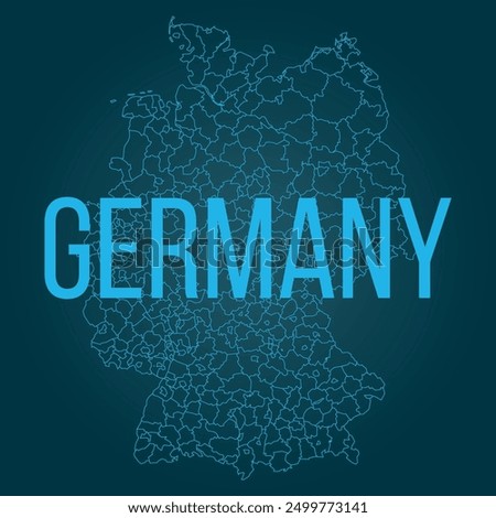 Complete map of Germany and all its cities. Complete design from real cartographic data.