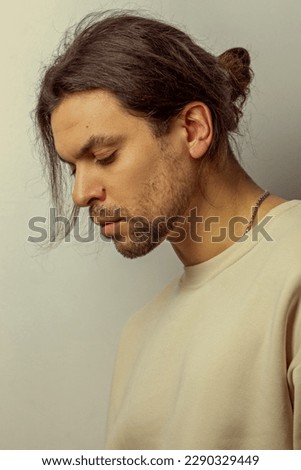 Image, Stock Photo sad man looking down
