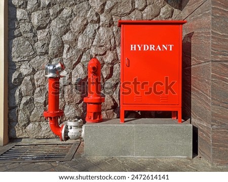 Similar – Image, Stock Photo Fire hydrants at the corrugated wall and door