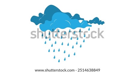 Heavy rain sign. Weather icon. Partly cloudy sign. Gloomy clouds on white background. Frowning sky logo. Flat vector image. Design element. Vector illustration