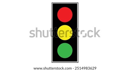 Traffic light sign. Icon stoplight in black rectangle on white background. Symbol regulate safety. Regulation and warning mark. Flat vector image. . Vector illustration.