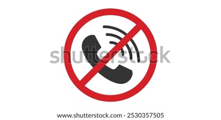 No phone calls icon on a white background. Isolated no phone calls symbol with flat style.