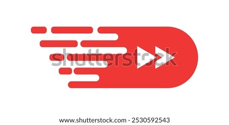 Rewind forward icon with fast speed effect. Vector illustration designed for modern abstract with symbols of speed, rush, progress, energy. Fast rewind forward movement symbol on a white background.