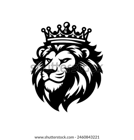 Vector illustration of a logo of a lion head wearing a crown