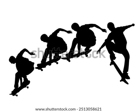 Vector illustration of a skater or skateboarder, silhouette of a skater doing a trick.