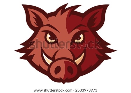 Boar Head Vector Illustration - Cartoon Clipart and Line Art Design