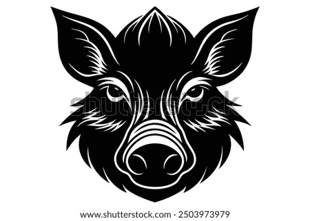 Boar Head Vector Illustration - Cartoon Clipart and Line Art Design