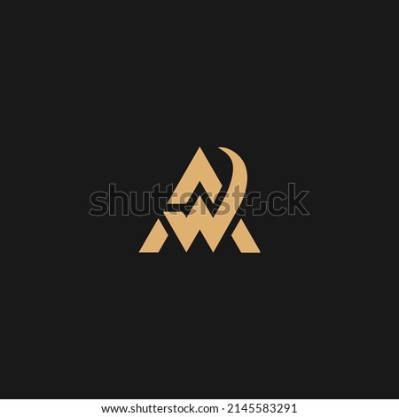 AW logo with triangle shape and circle rounded design template isolated on black background
