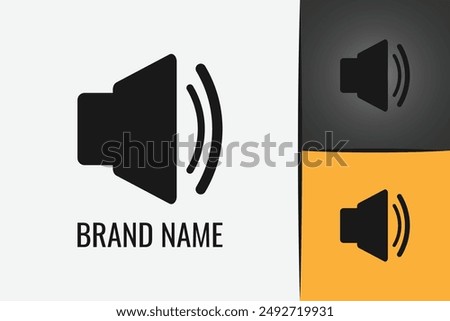 Media speaker volume logo icon. Black speaker logotype pictogram, loud icon. Sound logo
