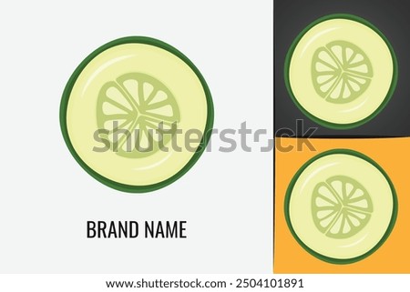 Vegetarian cucumber slice logo vegetable. Sliced cucumber logotype.  Healthy food and diet logo 