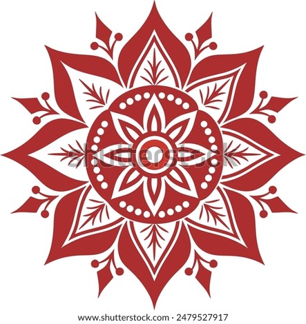 Indian Traditional and Cultural Rangoli, Alpona, Kolam, or Paisley vector line art. Bengal art India. for textile printing, logo, wallpaper Free Vector