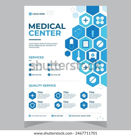 healthcare cover a4 template design and flat icons for a report and medical brochure design, flyer, leaflets decoration for printing and presentation vector.