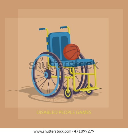 Wheelchair Sports. Basketball in a wheelchair to play. Stock image competition of people with disabilities to move. The stylized image.  Disabled sports games.