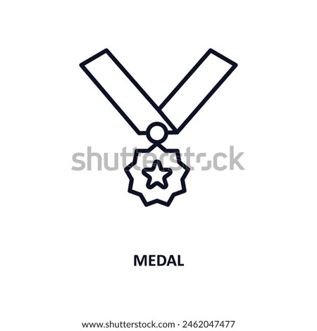 medal outline icon. Thin line icon from army and war collection. Editable vector isolated on white background