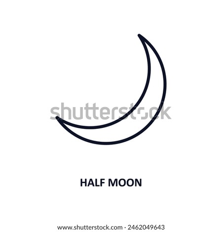 half moon outline icon.  Thin line icon from astronomy collection. Editable vector isolated on white background