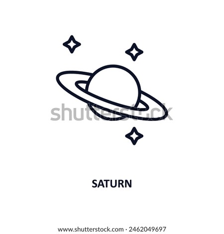 saturn outline icon.  Thin line icon from astronomy collection. Editable vector isolated on white background