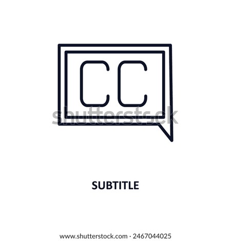 subtitle outline icon.  Thin line icon from cinema collection. Editable vector isolated on white background