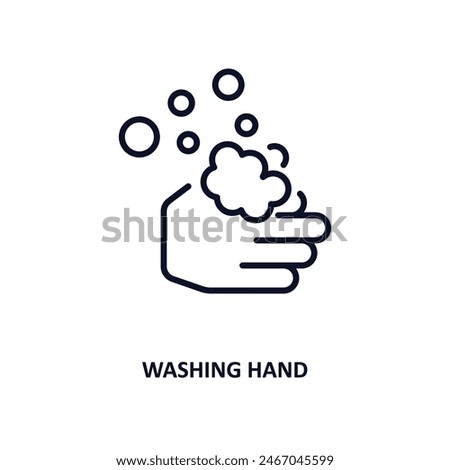 washing hand outline icon.  Thin line icon from cleaning collection. Editable vector isolated on white background