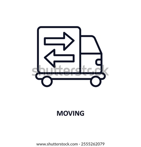 moving outline icon.  Thin line icon from delivery and logistic collection. Editable vector isolated on white background