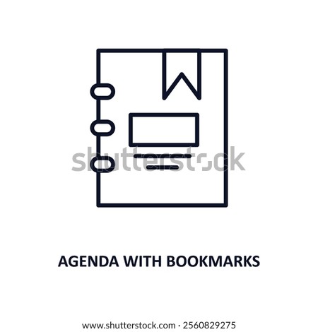 agenda with bookmarks outline icon.  Thin line icon from education collection. Editable vector isolated on white background