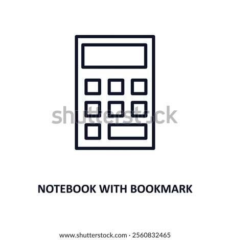 notebook with bookmark outline icon.  Thin line icon from education collection. Editable vector isolated on white background