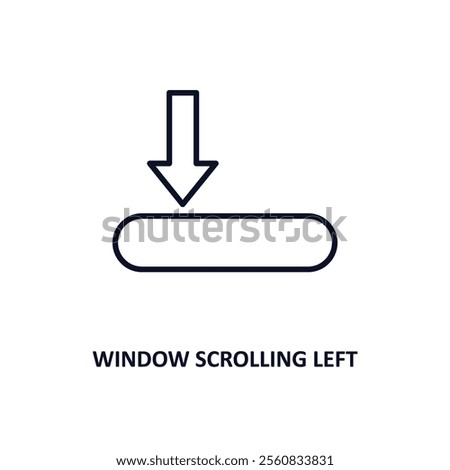 window scrolling left outline icon.  Thin line icon from education collection. Editable vector isolated on white background