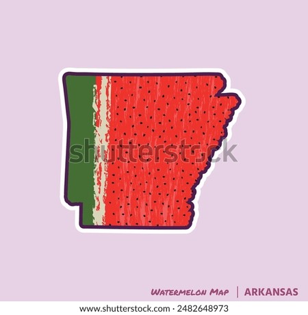 Add a slice of summer to your projects with this Arkansas Watermelon Map illustration! Perfect for posters, t-shirts, and more. Ideal for fruit lovers and Arkansas fans!