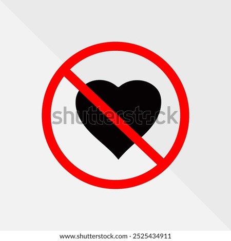 No love sign symbol, No heart icon, dis love dislike icon, ban heart,
no love symbol, heart broken