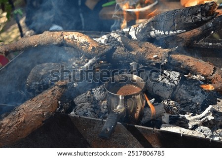 Similar – Image, Stock Photo Strongly burning wood at night