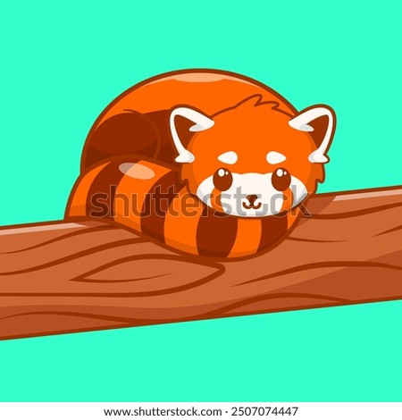 a red panda lying on a tree branch