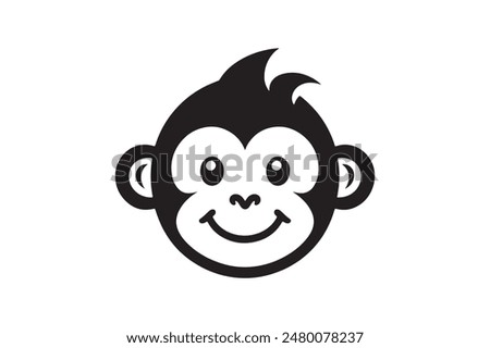 Cute monkey face silhouette Vectors 