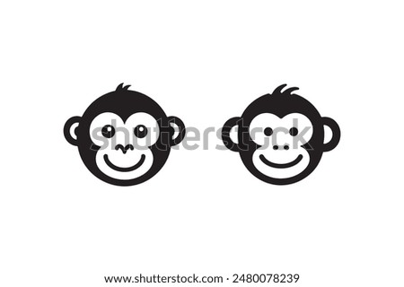 Cute monkey face silhouette Vectors 