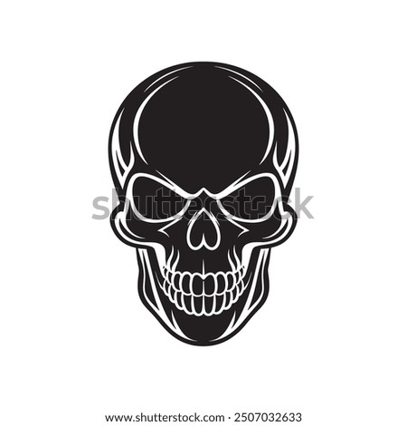 Death skull or human skull flat icon for games and websites. Skull and Crossbones