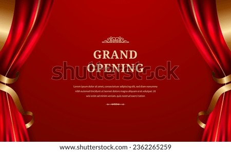 Grand opening with luxury glamour red curtain satin silk cloth drapery for invitation vip banner with red background